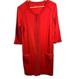 MARC CAIN SPORTS Women's Zipper Front 3/4 Sleeve Cotton Dress Red Size 6